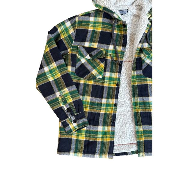 TUPAC Poetic Justice Upcycled Plaid Flannel Shacket 90s Rap Retro Vintage Sz M - Picture 4 of 9
